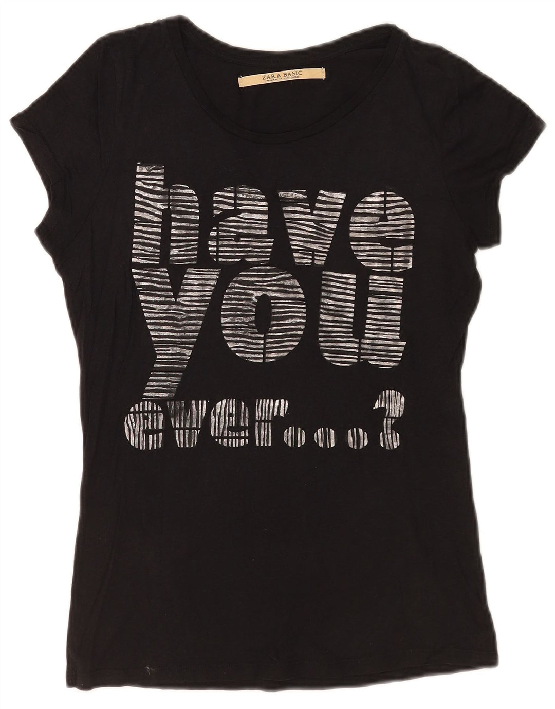 Tricou cu grafic pentru femei Zara UK 12 Medium Negru