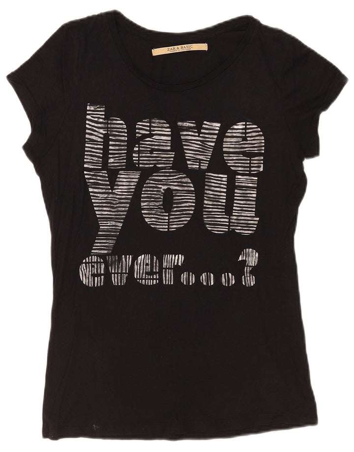 Tricou cu grafic pentru femei Zara UK 12 Medium Negru