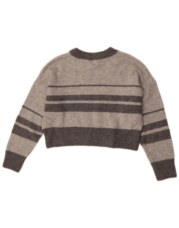 Pulover Topshop pentru femei Petite Crop Crew Deck Pulover UK 8 mic, gri cu dungi