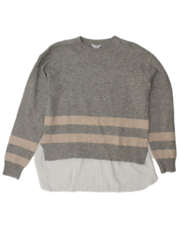 Pulover pentru femei M&Co cu decolteu rotund din poliester cu dungi gri mici UK 10