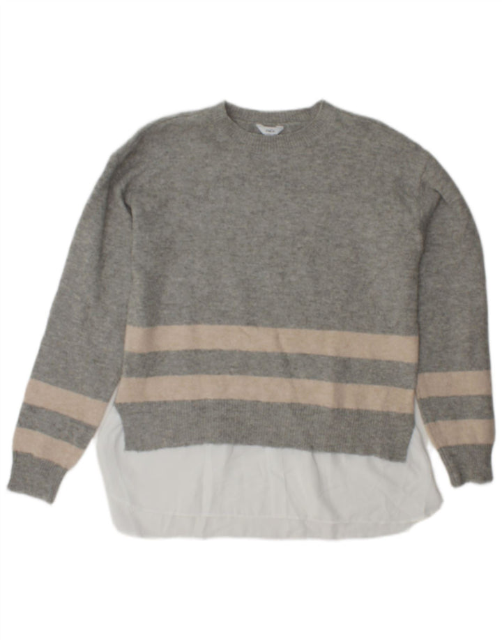 Pulover pentru femei M&Co cu decolteu rotund din poliester cu dungi gri mici UK 10