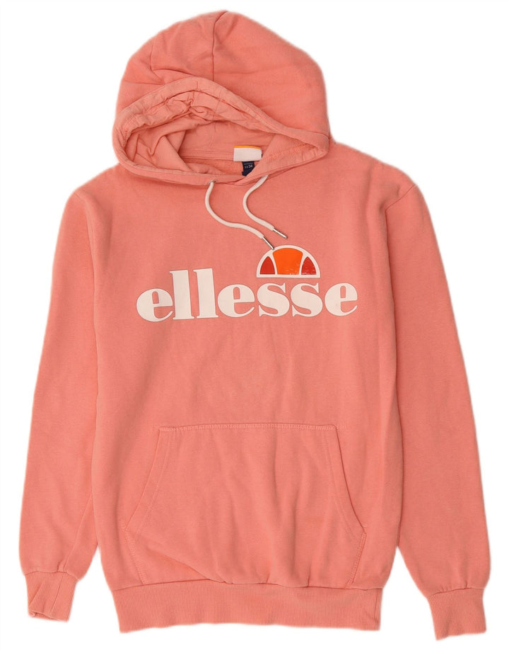 Pulover cu glugă cu grafic ELLESSE pentru femei UK 6 XS bumbac roz