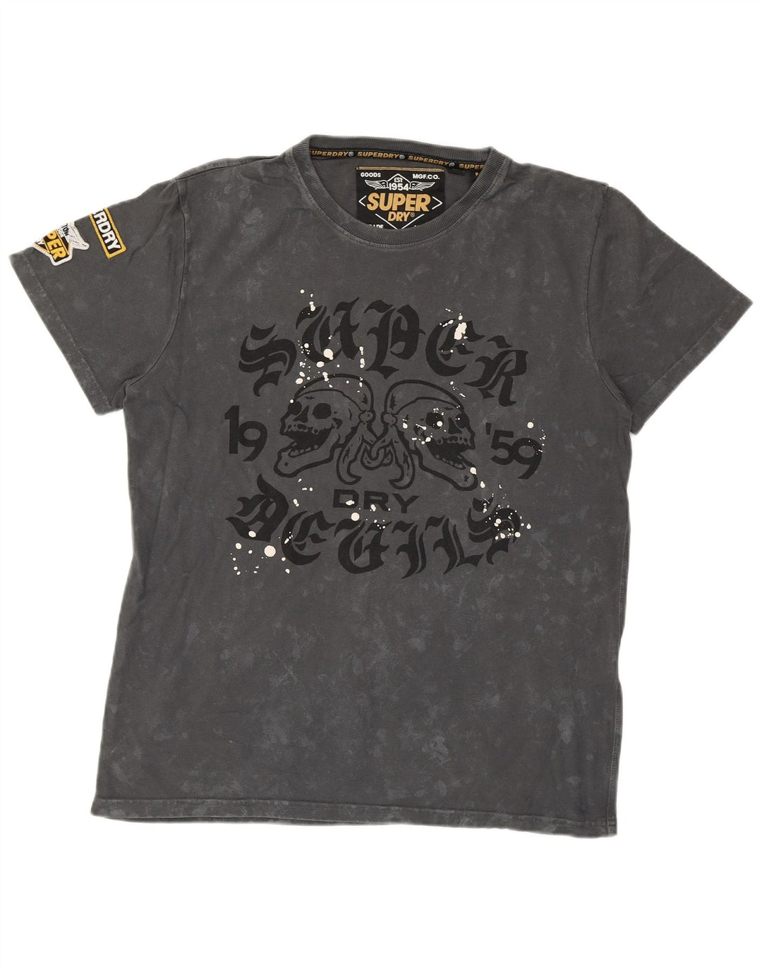Tricou grafic pentru bărbați SUPERDRY Top mare gri Tie Dye
