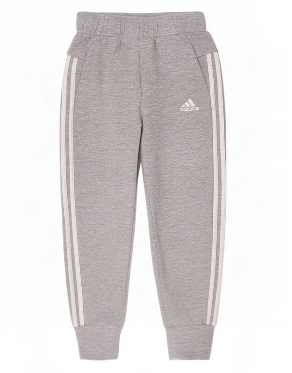 Adidas Boys Tracksuit Trousers Joggers 9-10 Years Grey Flecked Cotton