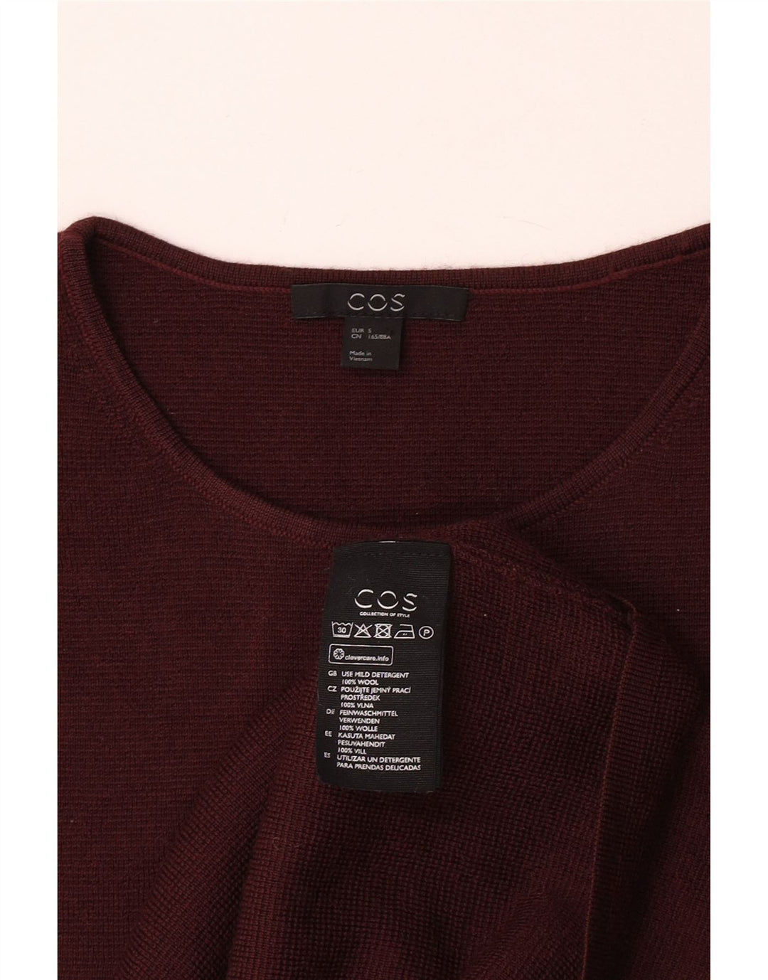 Cos Womens Vest Tank Top UK 10 Small Burgundy Wool