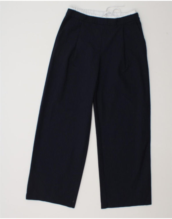 Pantaloni largi cu talie înaltă Zara pentru femei Mici L27 L29 Bleumarin în dungi