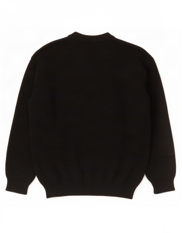 Pulover vintage pentru femei cu gât roșu și pulover UK 14 Medium Negru Acrilic Noutate