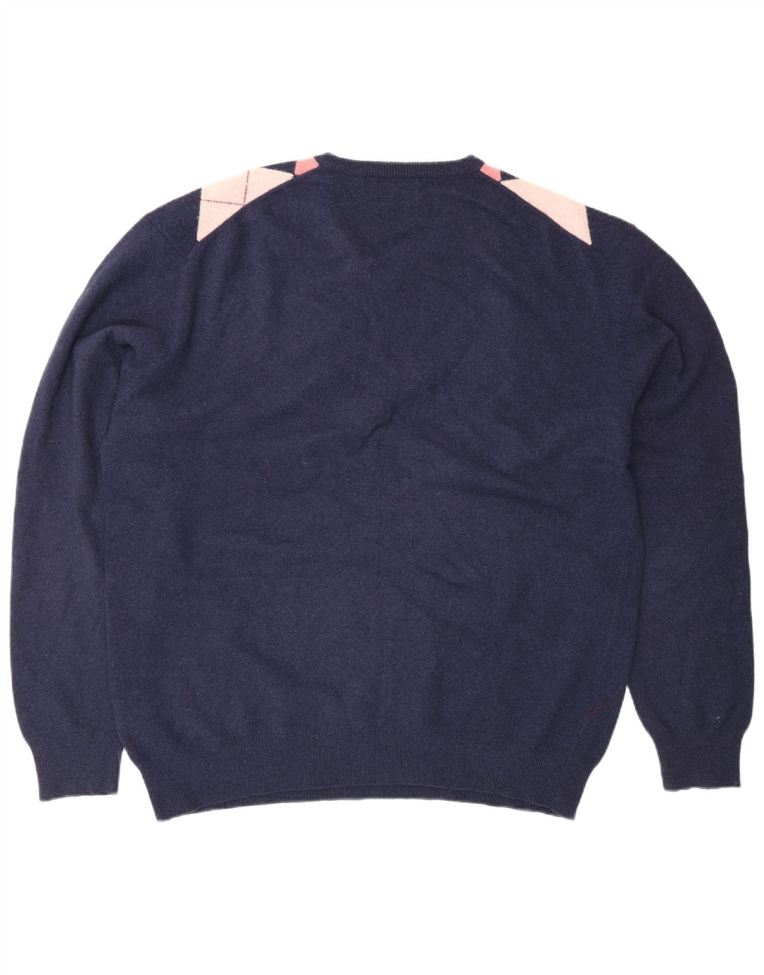Pulover pentru bărbați Kappa cu decolteu în V, 2XL, albastru marin Argyle/Lână diamant