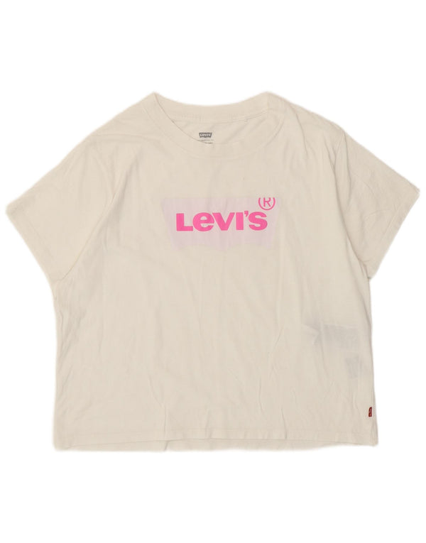 Tricou grafic Levi's Crop Loose Fit Top UK 10 Bumbac alb mic