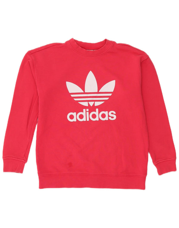 Pulover supradimensionat cu grafic pentru femei Adidas UK 8 Bumbac roșu mic