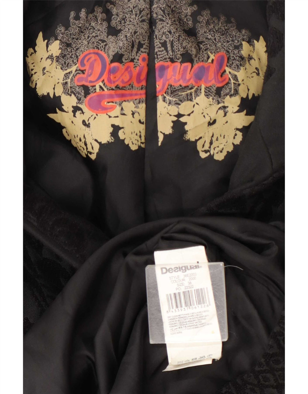 Palton pentru femei Desigual EU 38 Poliester Floral Negru Mediu