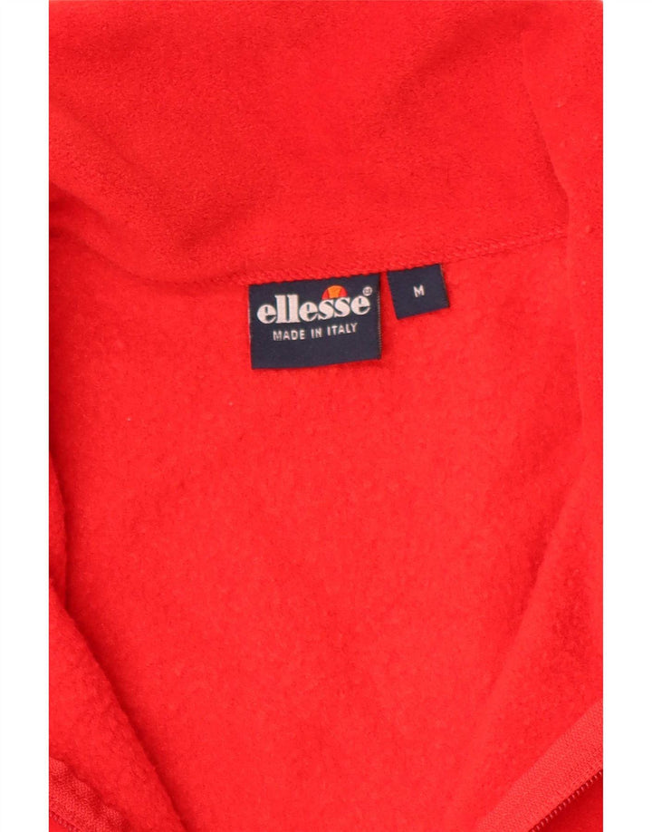 Ellesse Pulover din fleece pentru bărbați, cu fermoar și gât, roșu mediu