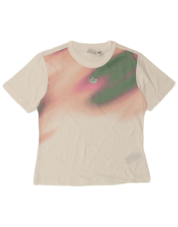 Tricou Adidas pentru femei Top UK 8 Small White Tie Dye Bumbac