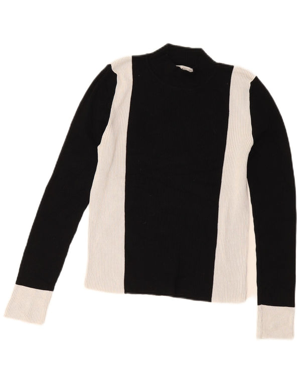 Crop Top pentru femei Zara cu mânecă lungă UK 12 Medium Black Colorblock Viscose