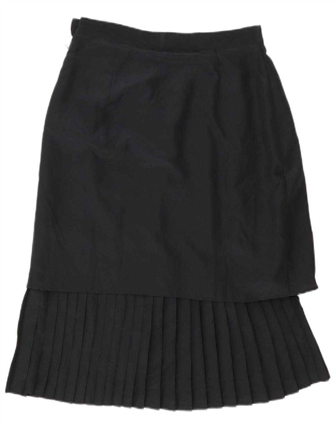 Fusta midi plisată vintage pentru femei UK 14 Medium W30 Poliester negru