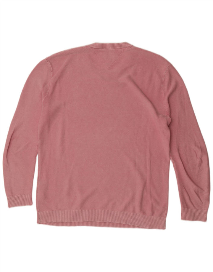 Pulover Tommy Hilfiger pentru bărbați, cu gât turnat, mare, roz