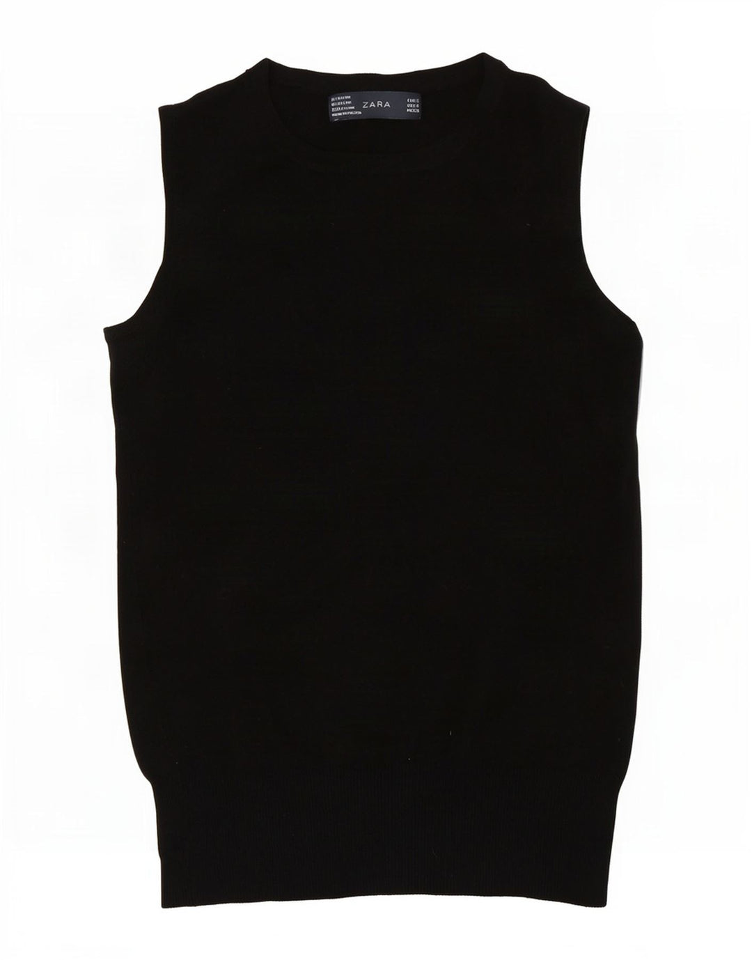 Zara Femei Vest Tank Top UK 8 Small Black Rayon