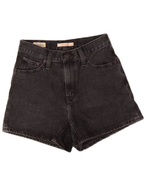 Pantaloni scurți din denim cu talie înaltă Levi's Mom W25 XS bumbac negru