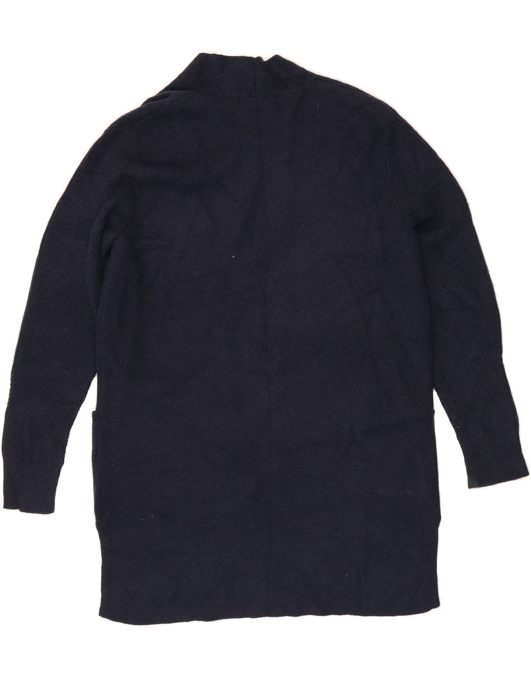 MARKS & SPENCER Womens Longline Cardigan Sweater UK 14 Large Navy Blue Vintage Marks & Spencer and Second-Hand Marks & Spencer from Messina Hembry 
