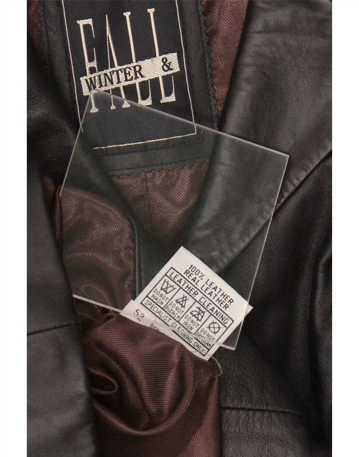 Jachetă vintage pentru bărbați din piele cu 3 nasturi IT 52 XL negru