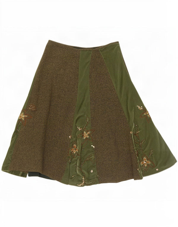 Fusta în formă de A pentru femei Monsoon UK 10 Small W30 Green Floral