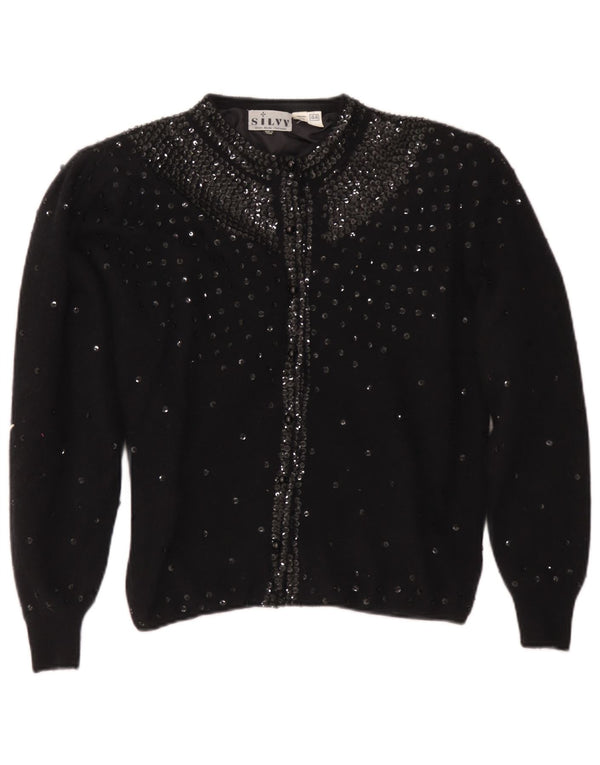 Pulover cardigan pentru femei Silvy IT 44 Medium Black Lambswool