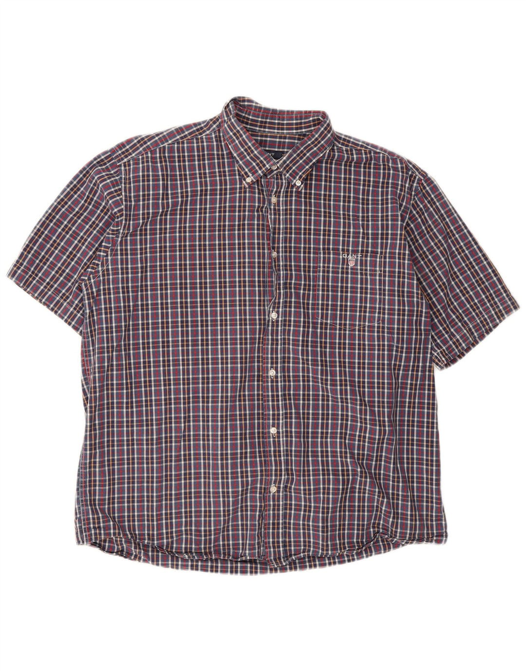 Cămașă cu mânecă scurtă pentru bărbați Gant, cu formă regulată, 3XL, albastru, carouri
