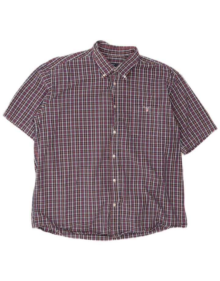 Cămașă cu mânecă scurtă pentru bărbați Gant, cu formă regulată, 3XL, albastru, carouri