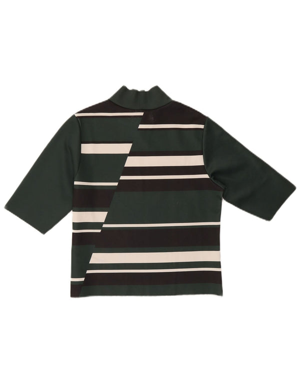 Crop Top pentru femei ZARA mânecă 3/4 UK 12 Medium Green Colorblock