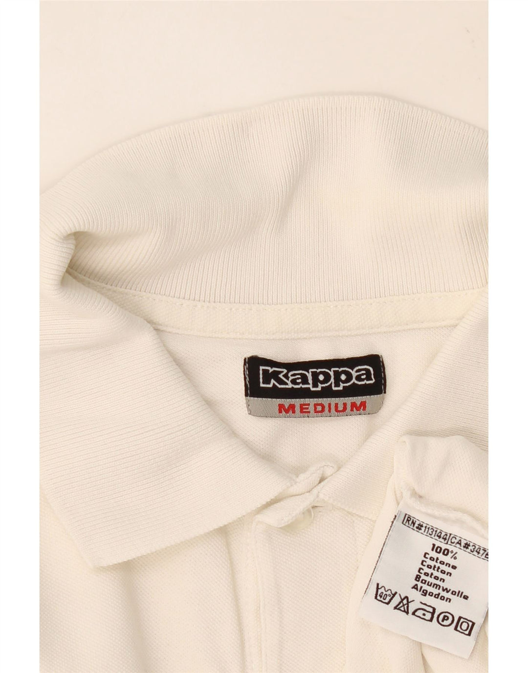 KAPPA Mens Polo Shirt Medium White Cotton Vintage Kappa and Second-Hand Kappa from Messina Hembry 