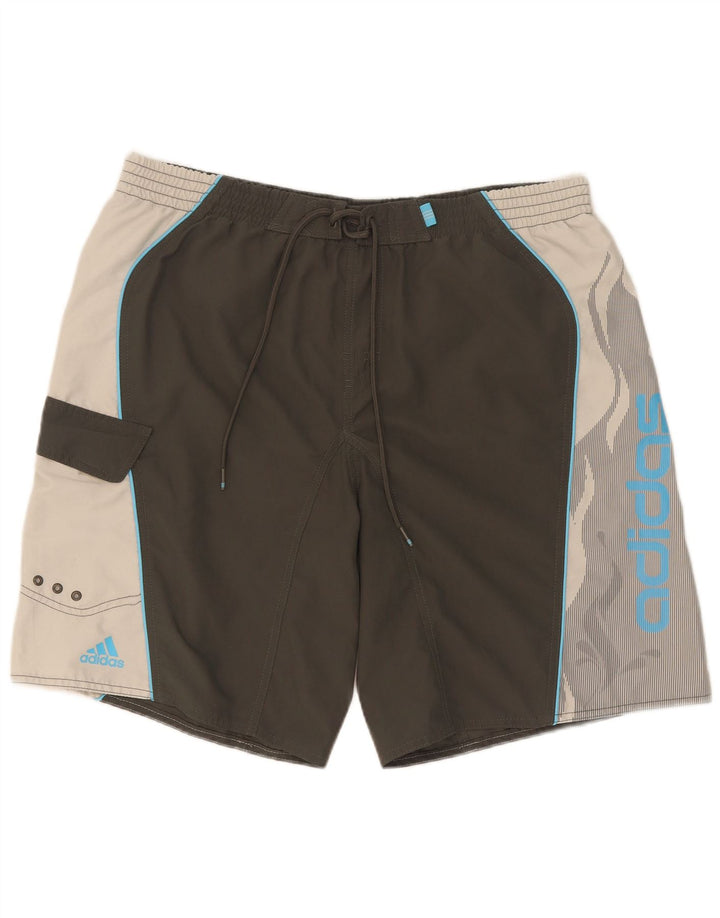 Pantaloni scurți de înot grafic Adidas pentru bărbați, mari, gri, poliester color bloc