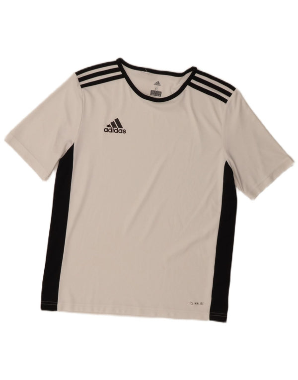 Tricou Adidas Climalite pentru băieți Top 13-14 ani, mare, alb, bloc de culoare