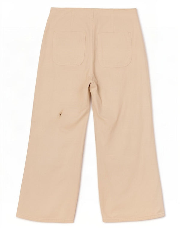 Zara Womens High Waist Wide Leg Cropped Trousers EU 38 Small W28 L25 White