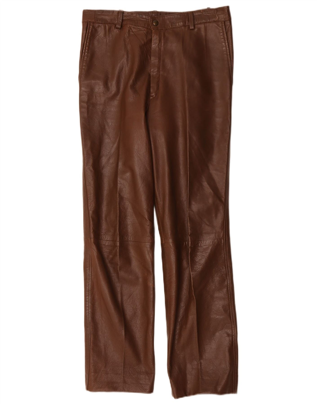 Pantaloni drepți din piele vintage pentru femei W30 L29 maro