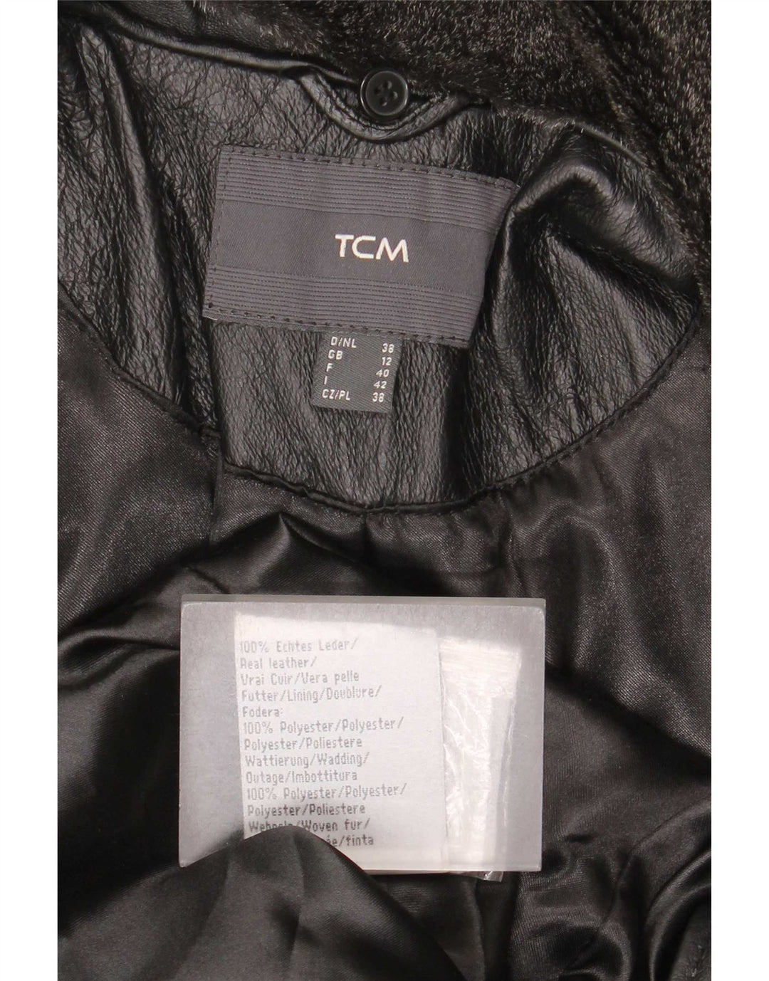 Palton din piele pentru femei TCM UK 12 Piele neagră medie