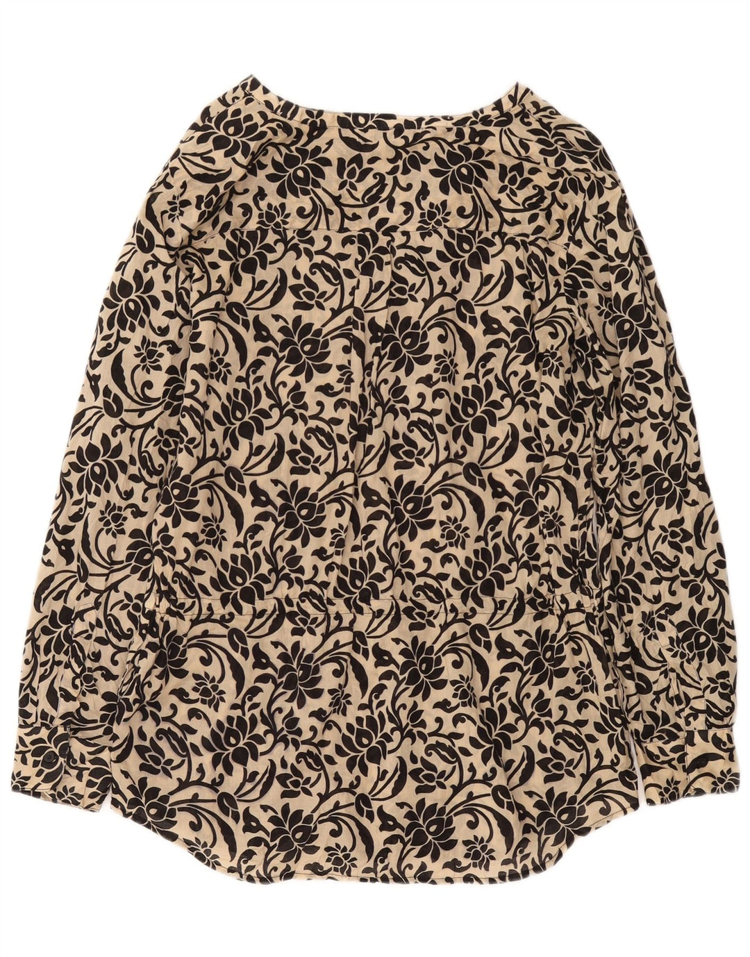 Bluză cu paragate RALPH LAUREN pentru femei UK 14, bumbac floral, bej mediu