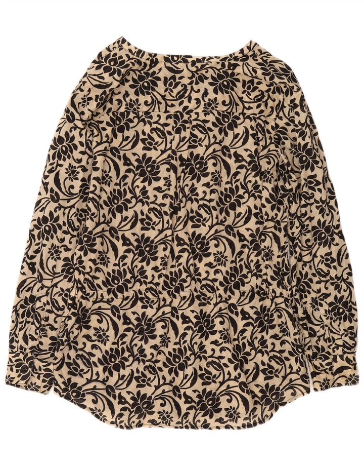 Bluză cu paragate RALPH LAUREN pentru femei UK 14, bumbac floral, bej mediu