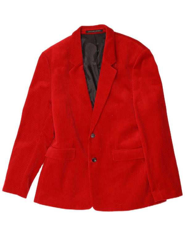 Blazer pentru bărbați Zara, cu 2 nasturi, din velur, EU 54 XL, bumbac roșu