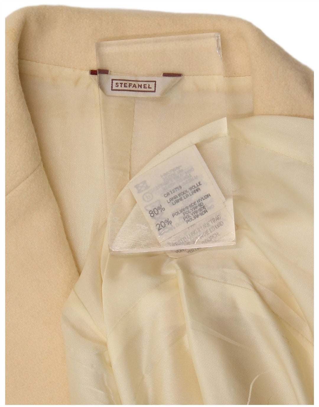 Sacou pentru femei Stefanel cu 3 nasturi UK 14 Medium Bej Lână