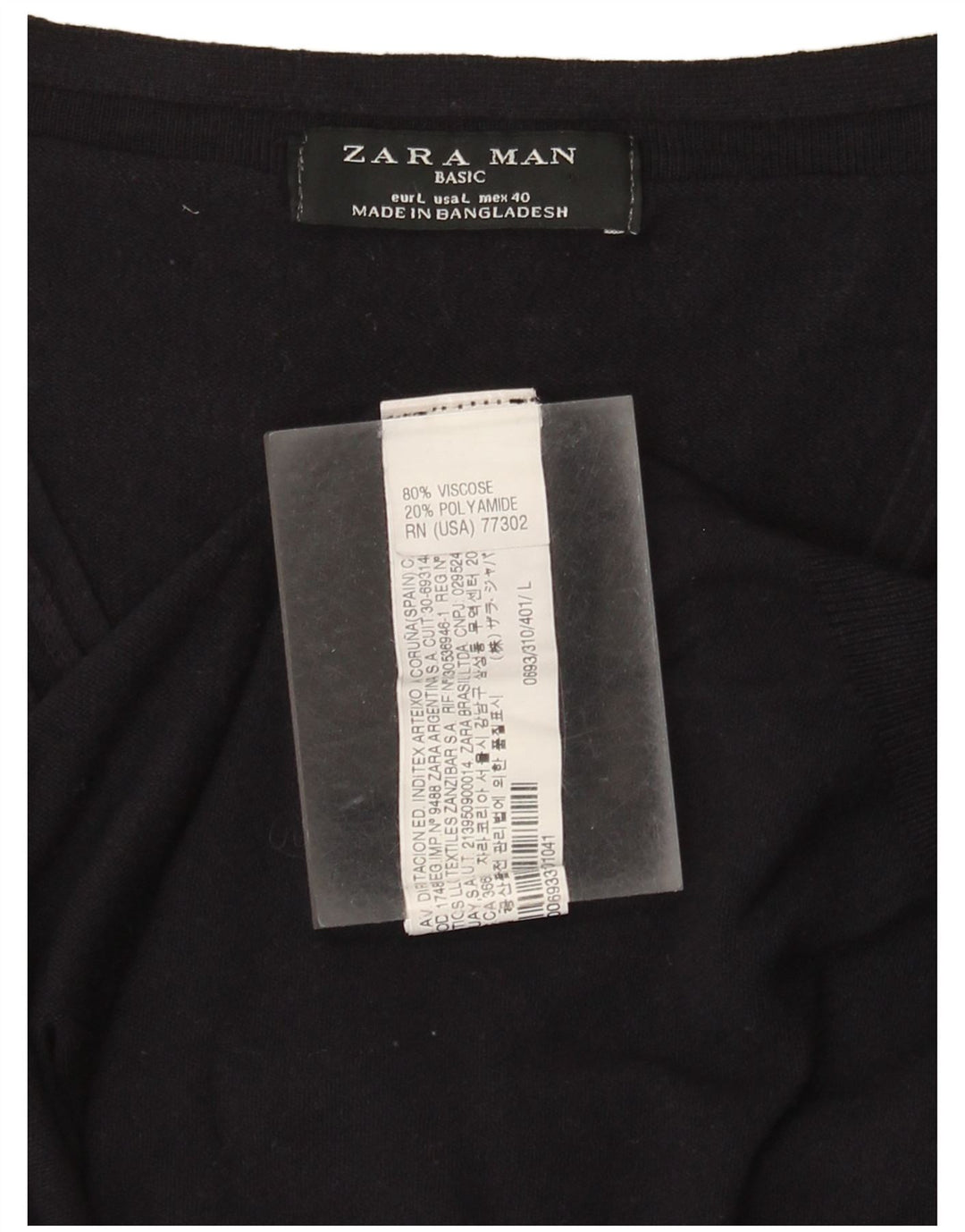 Pulover de bază cu mânecă scurtă Zara pentru bărbați, cu decolteu în V, mare, viscoză, albastru