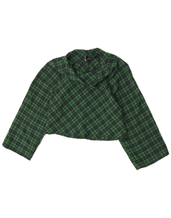 Bluză supradimensionată cu mâneci 3/4 pentru femei Zara UK 10 Small Green Check