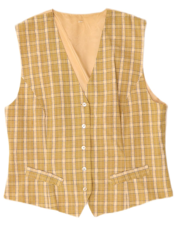Vestă Vintage pentru femei UK 18 XL Bej Check Viscose