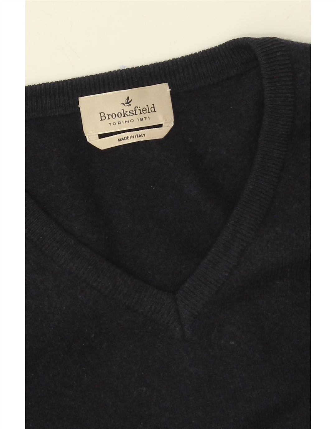 BROOKSFIELD Mens V-Neck Jumper Sweater Medium Navy Blue Vintage Brooksfield and Second-Hand Brooksfield from Messina Hembry 