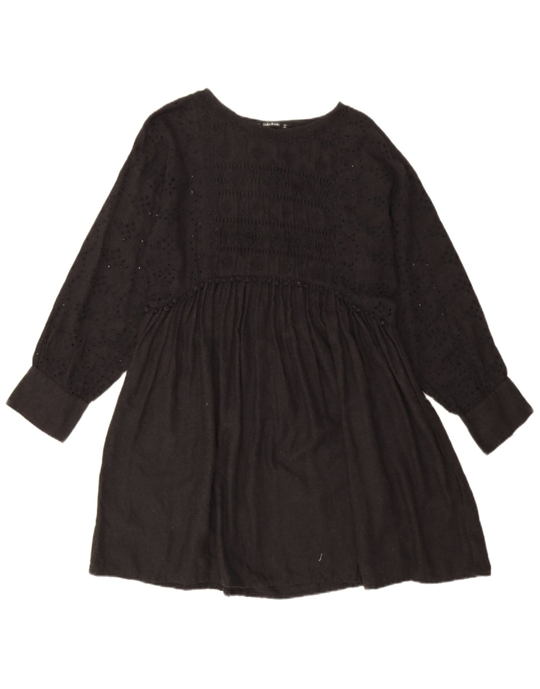 Rochie de bază supradimensionată cu mânecă lungă pentru femei Zara UK 10 Mic Negru Floral