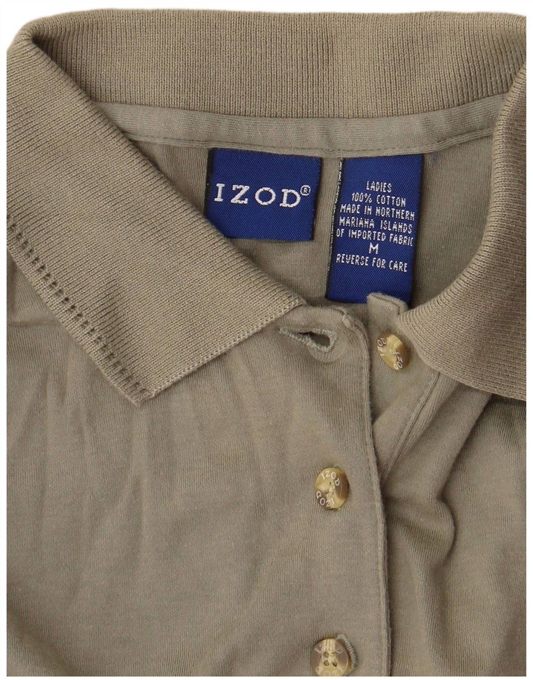 Tricou polo Izod pentru femei UK 14 Medium Khaki Bumbac