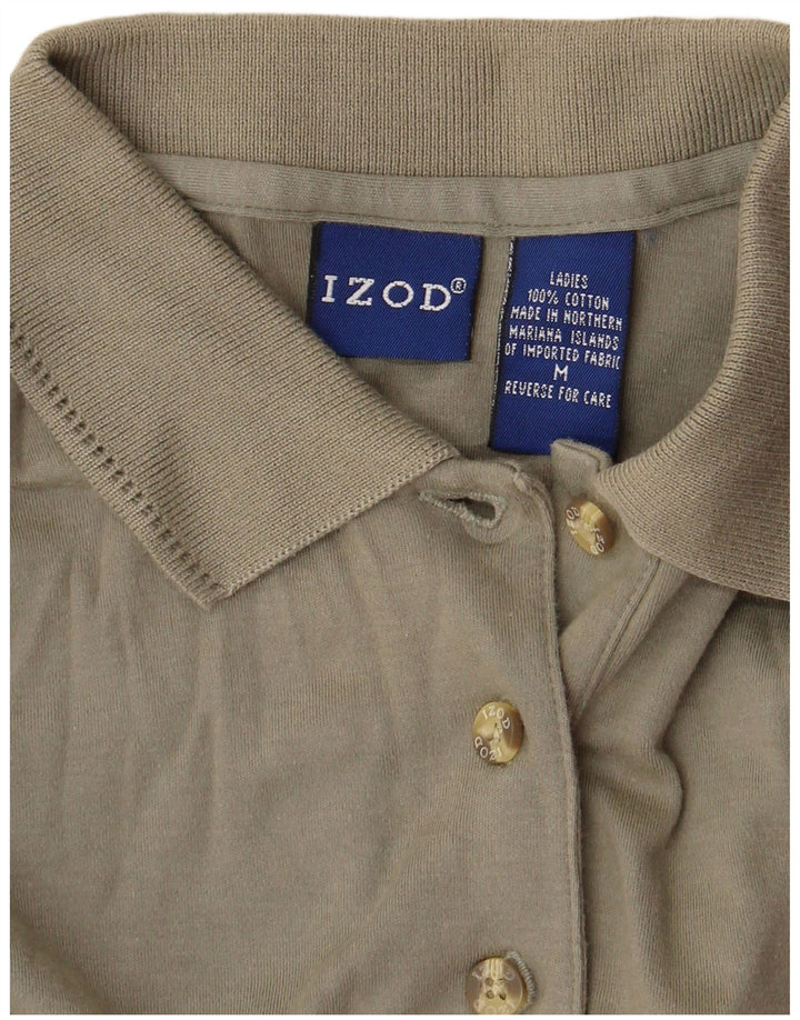 Tricou polo Izod pentru femei UK 14 Medium Khaki Bumbac