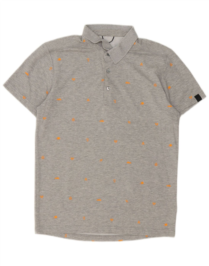 Tricou polo Adidas pentru bărbați cu model abstract UK 40/42 bumbac gri mediu