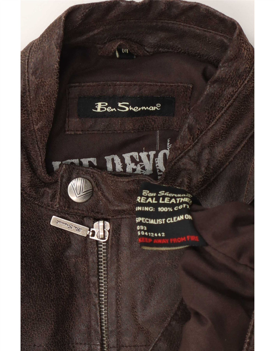 Jachetă motociclist din piele pentru bărbați Ben Sherman UK 38 maro mediu