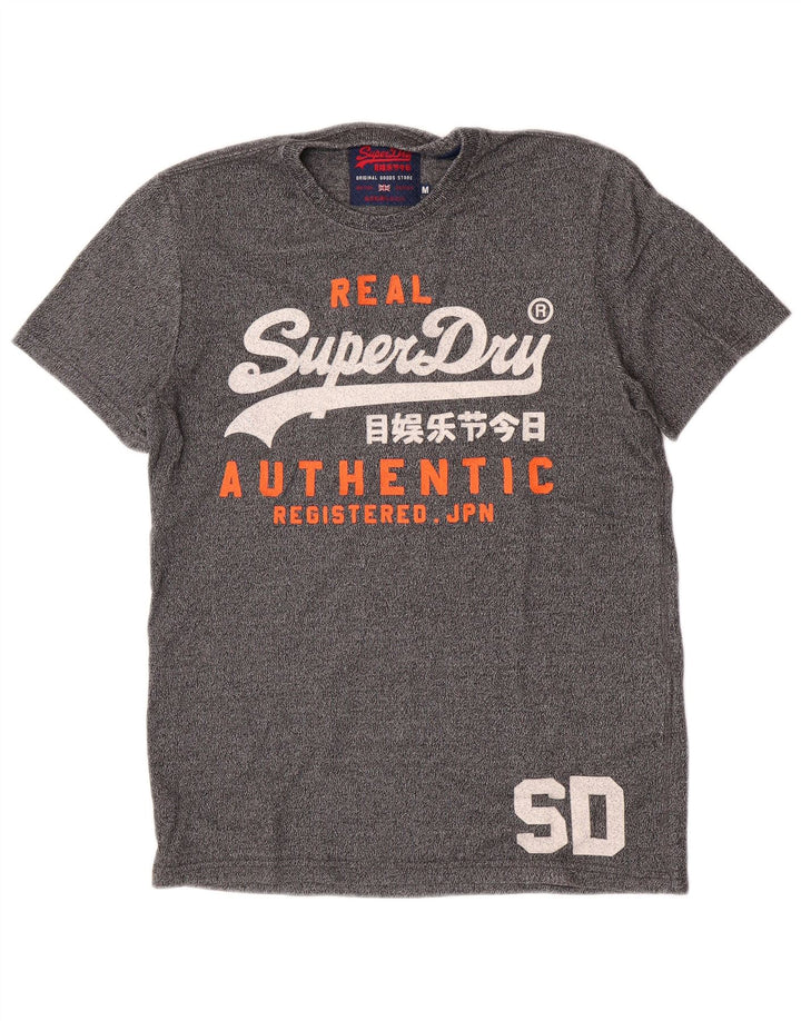Tricou grafic pentru bărbați Superdry Top din bumbac cu pete gri mediu