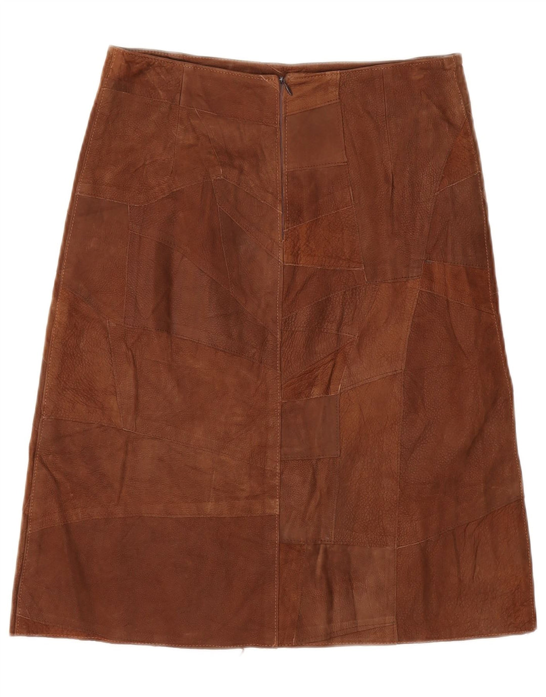 Fusta din piele pentru femei VINTAGE IT 42 Medium W30 Piele mozaică maro
